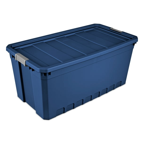 Sterilite 50 Gallon Stadium Blue Stacker Tote 2 Piece Walmart Com Walmart Com