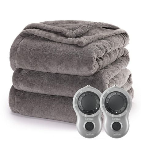 Sunbeam Microplush Electric Heated Blanket Brushed Nickel 10 Heat