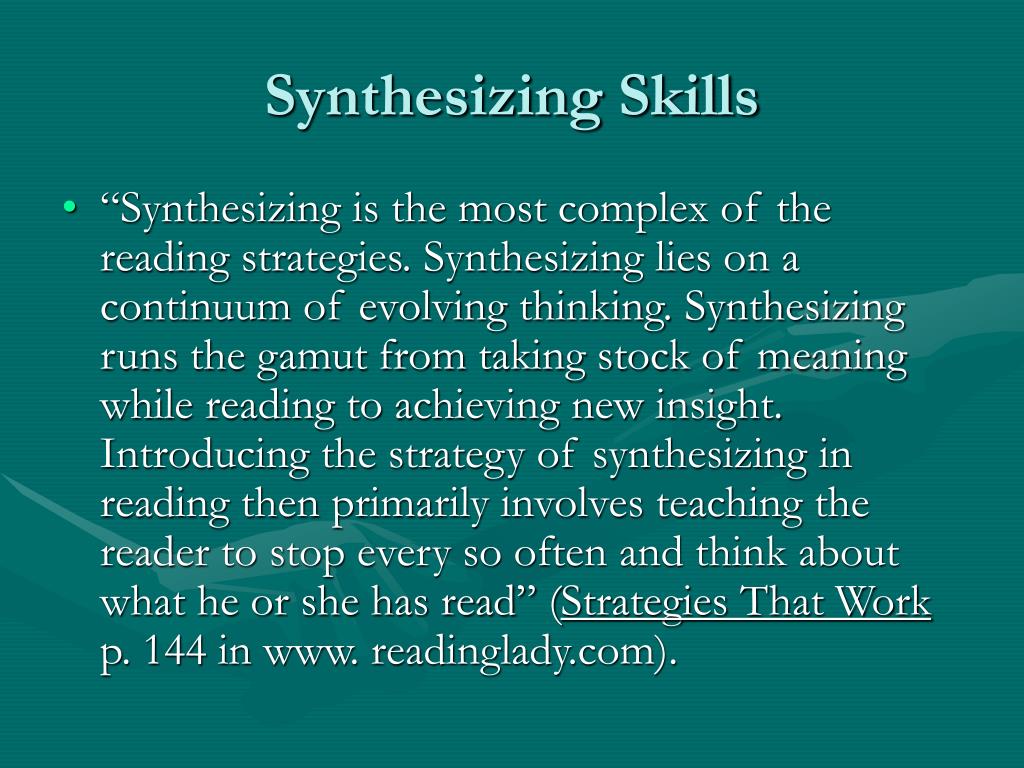 Teaching Elementary Students To Synthesize Their Reading The