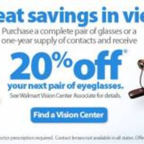 Tryspree - Receive 20% Off Your Next Pair Of Eyeglasses-Walmart Vision Center