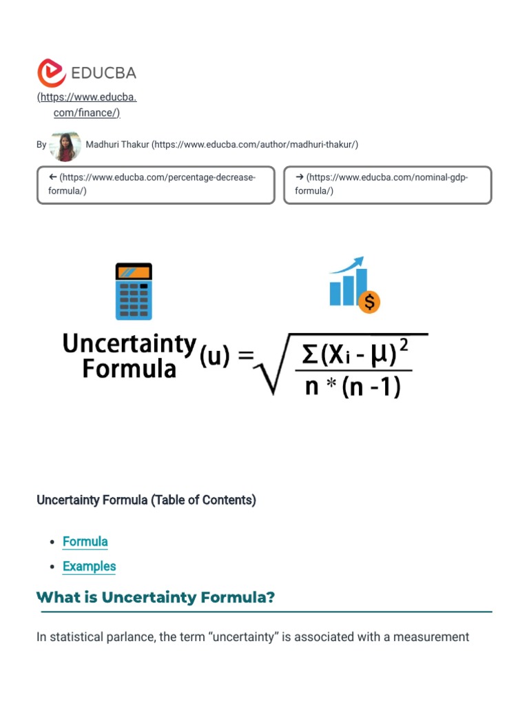 Uncertainty Formula Calculation Examples With Excel Template