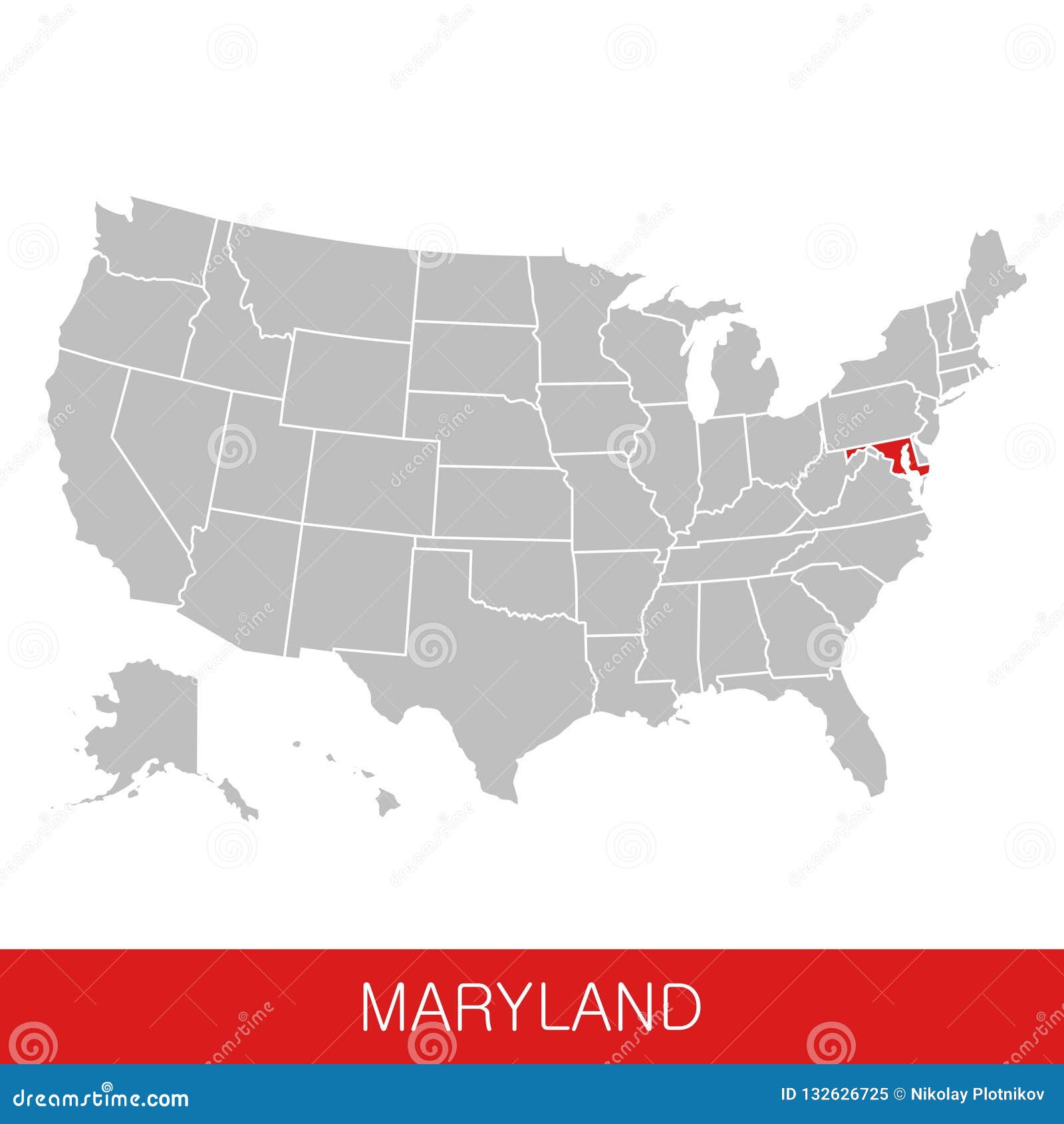 United States Of America With The State Of Maryland Selected Map Of