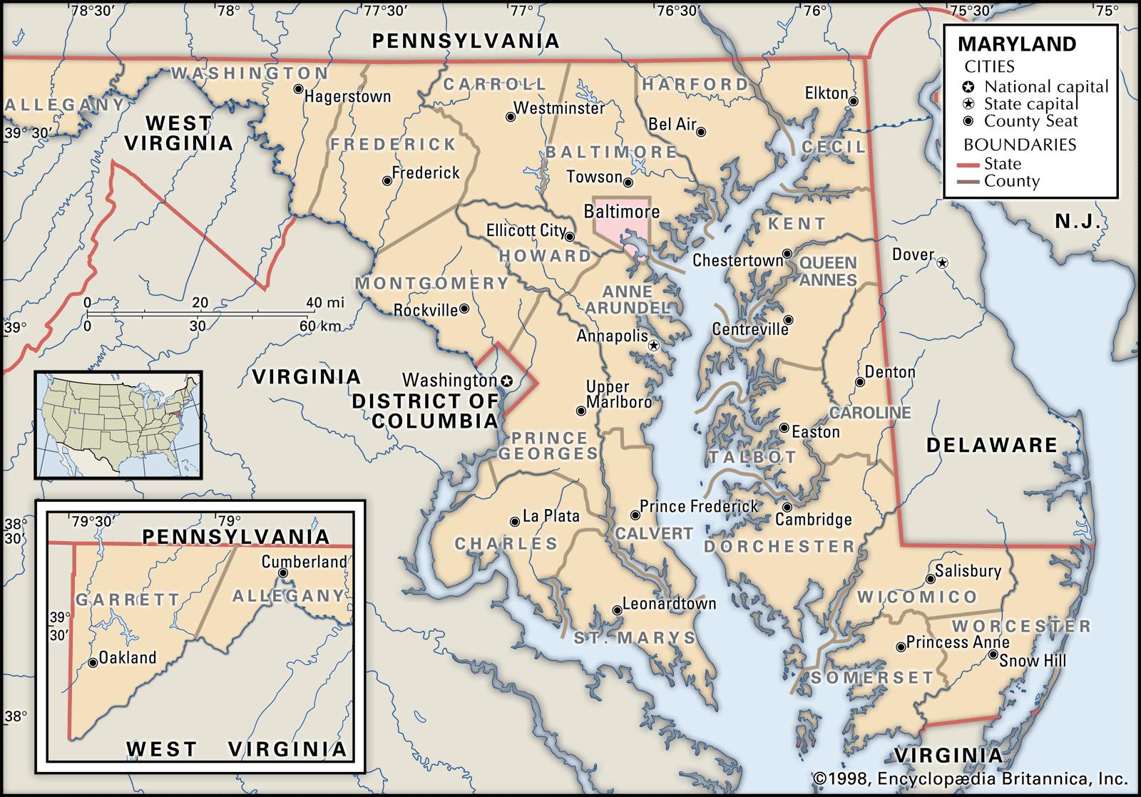 Us Map Of Maryland