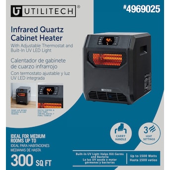 Utilitech Up To 1500 Watt Infrared Quartz Cabinet Indoor Electric Space