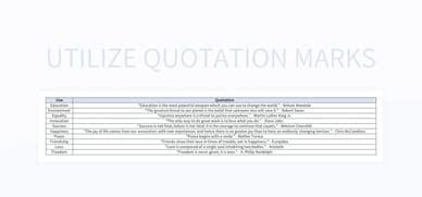 Utilize Quotation Marks Excel Template And Google Sheets File For Free Download Slidesdocs