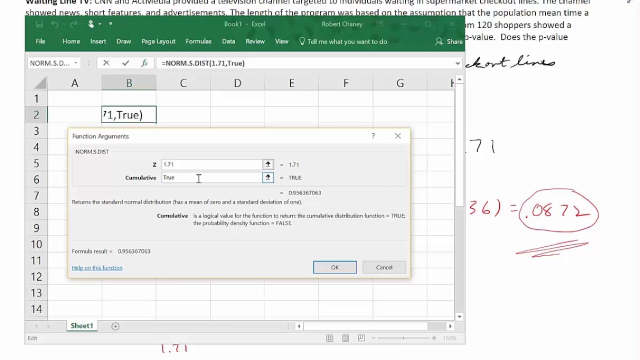 Waiting Time P Value Excel Youtube