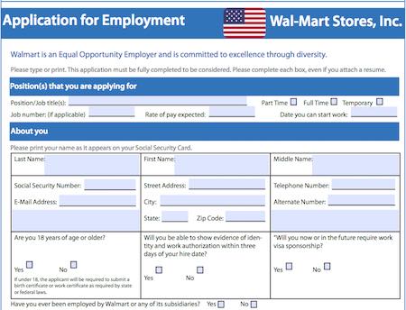 Walmart Application In Pdf