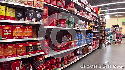 Walmart Grocery Store Interior Cereal Aisle And People Front Of Store