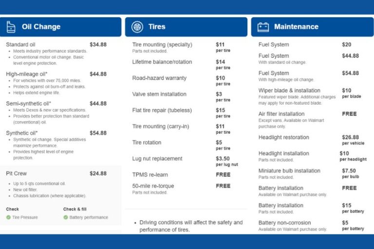 Walmart Oil Change Prices 2025 How Much Does It Cost