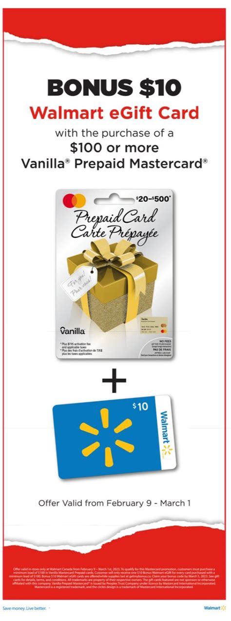 Walmart Purchase 100 Vanilla Prepaid Mastercard Card Receive Bonus 10 Walmart Egift Card