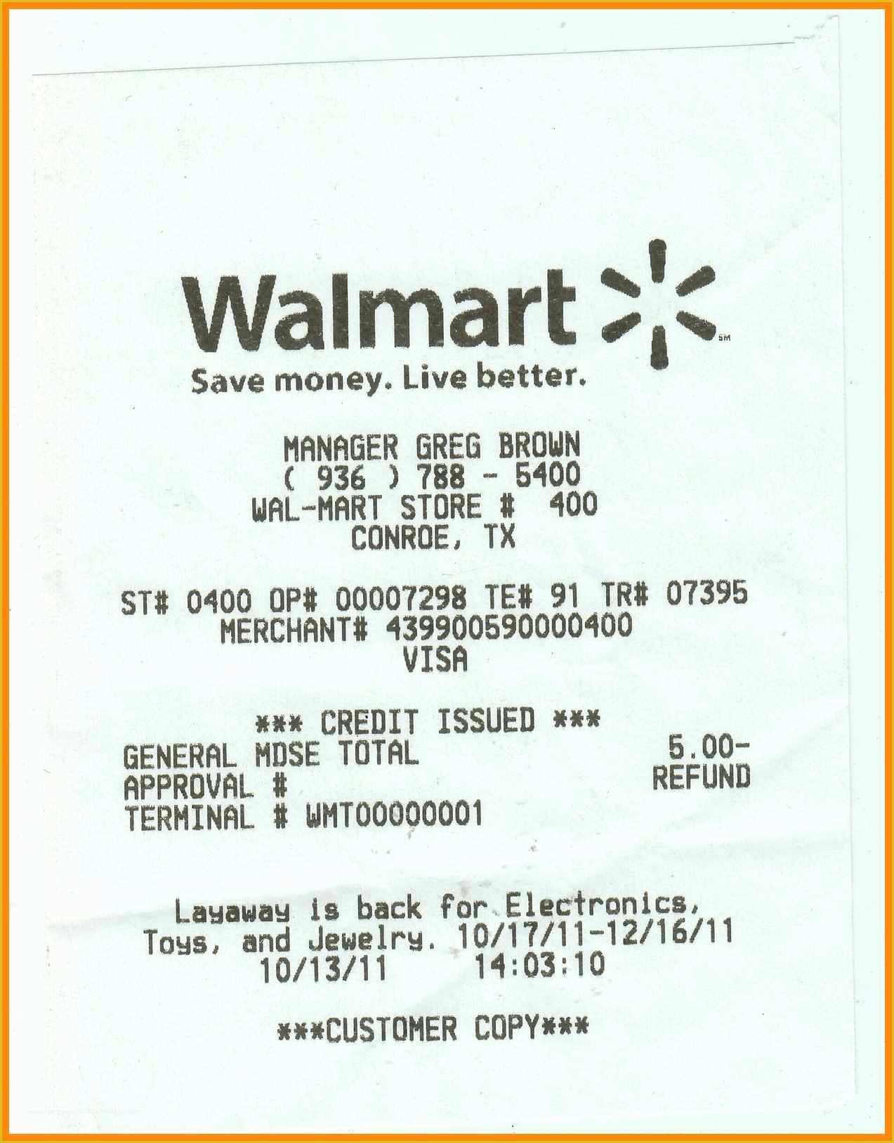 Walmart Receipt Template