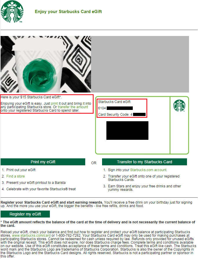 Walmart Starbucks Egift Card Email