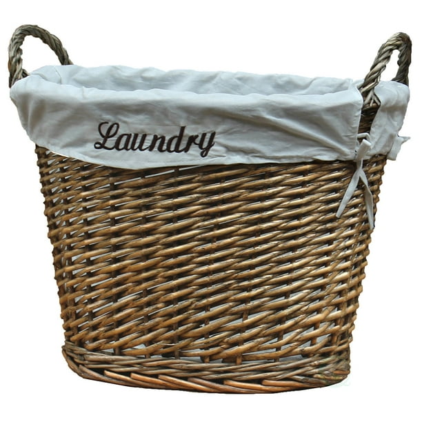 Wicker Laundry Basket With White Liner Walmart Com Walmart Com