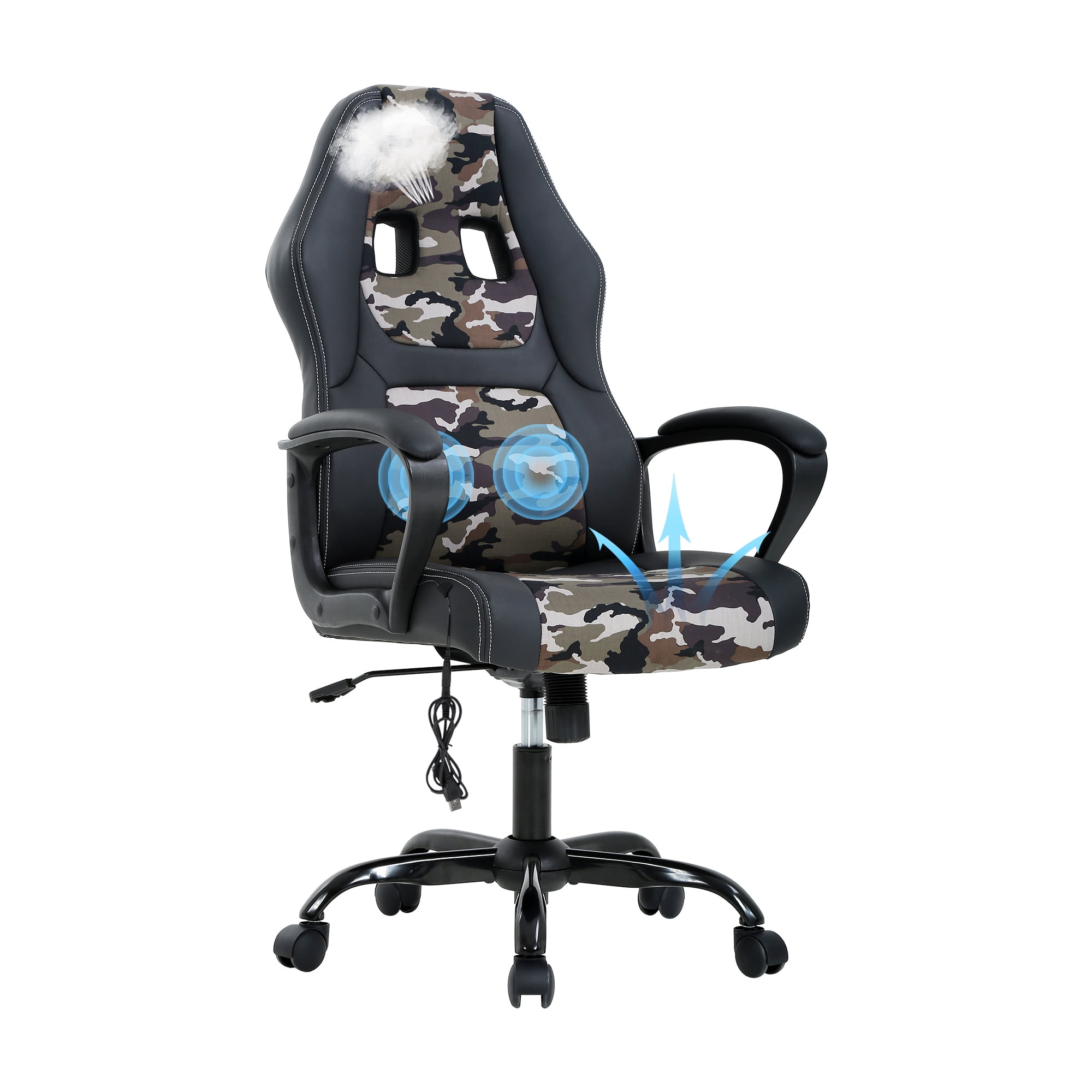 Yrllensdan Massage Gaming Chair Video Game For Adults Pu Leather