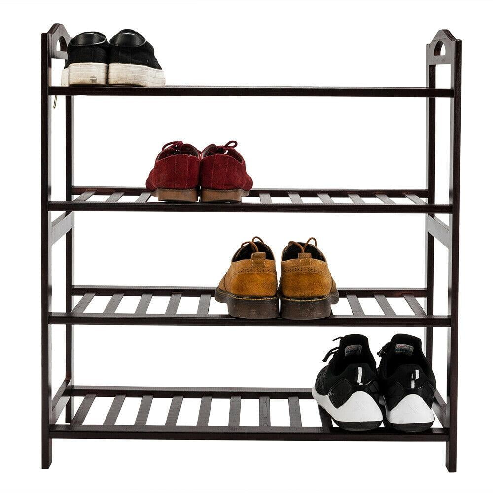 Zimtown Nature Bamboo 4 Tier Shoes Rack Storage Organizer 12 Batten